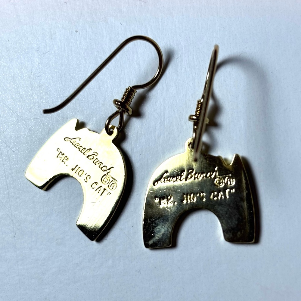 Vintage Laurel Burch Mr. Jio’s Cat Enamel Dangle Cat Earrings, Goldtone VTG Cats - Picture 8 of 16
